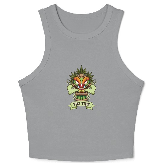 Tiki Mask Hawaiian Decor Luau Party South Pacific Crop Tank Top