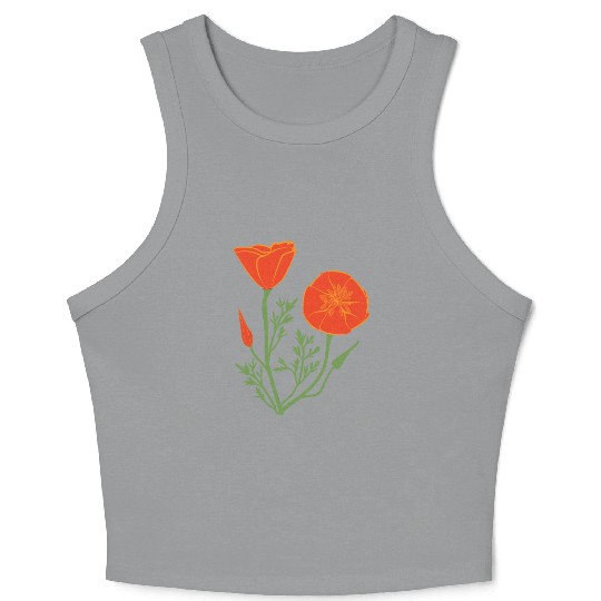 California Poppies on Clear Background Crop Tank Top