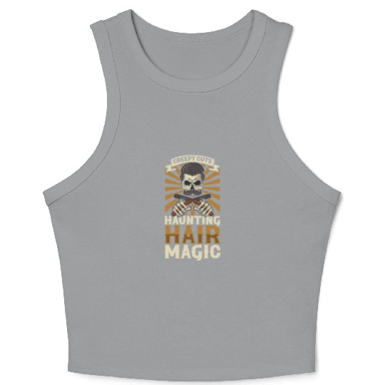 Horror Barber Spooky Hairdresser Hairstylist Hair Crop Tank Top