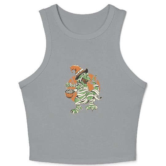 Halloween t-rex mummy Crop Tank Top
