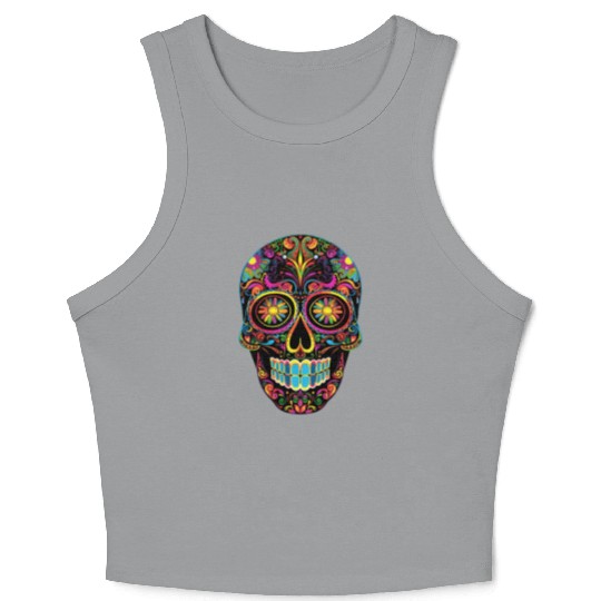 Neon Sugar Skull: Jack Skellington Design Crop Tank Top