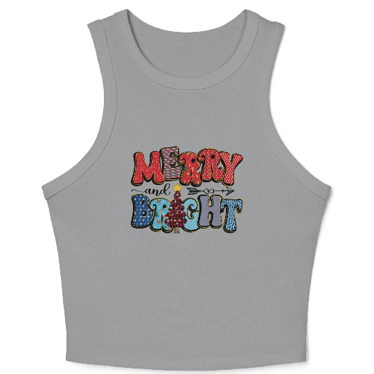 Merry and Bright Chistmas Tree Family Christmas Crop Tank Top