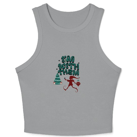 "Im with them" Christmas Elf design Crop Tank Top