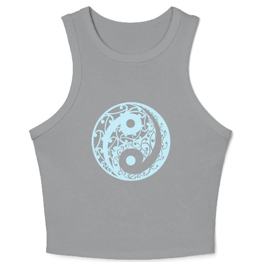 Yin And Yang In A Koru Pattern In A Light Blue Crop Tank Top