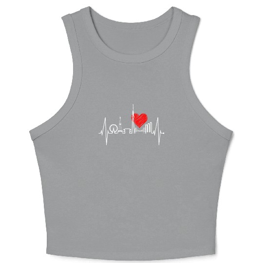 Tokyo Skyline Heartbeat Japanese Heart Love Tokyo Crop Tank Top