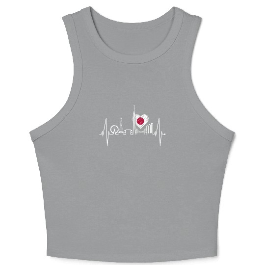 Tokyo Skyline Heartbeat Japanese Flag Love Tokyo Crop Tank Top