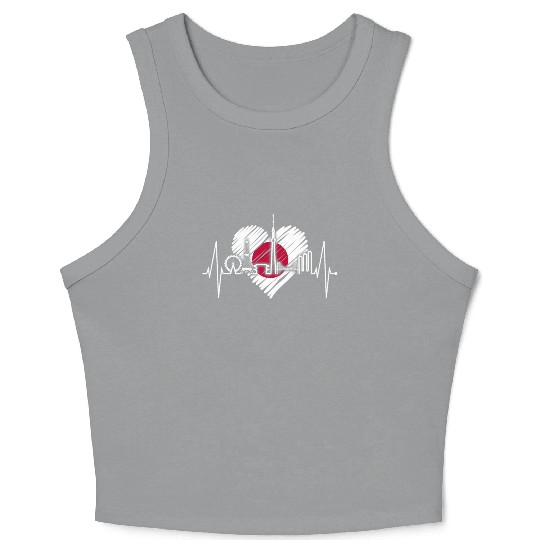 Tokyo Skyline Heartbeat Japanese Flag Love Tokyo Crop Tank Top