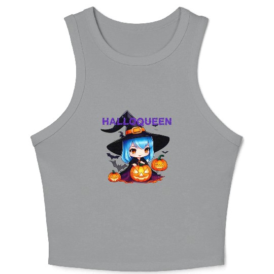 Hallo Light Blue Witch Crop Tank Top