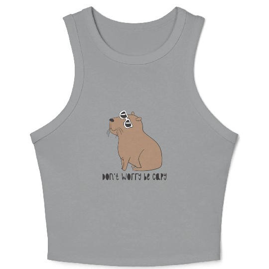Don t Worry Be Capy Awesome Cute Capybara Crop Tank Top