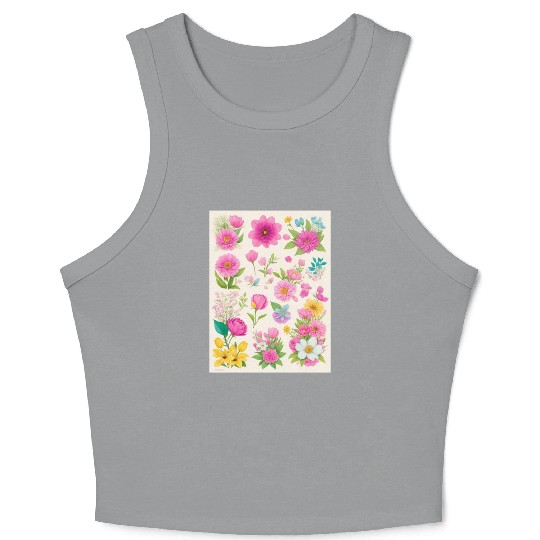 Buttercup and Marigold Spring Flowers Crop Tank Top