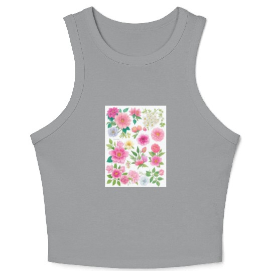 Lavender and Lilac Spring Flowers Crop Tank Top
