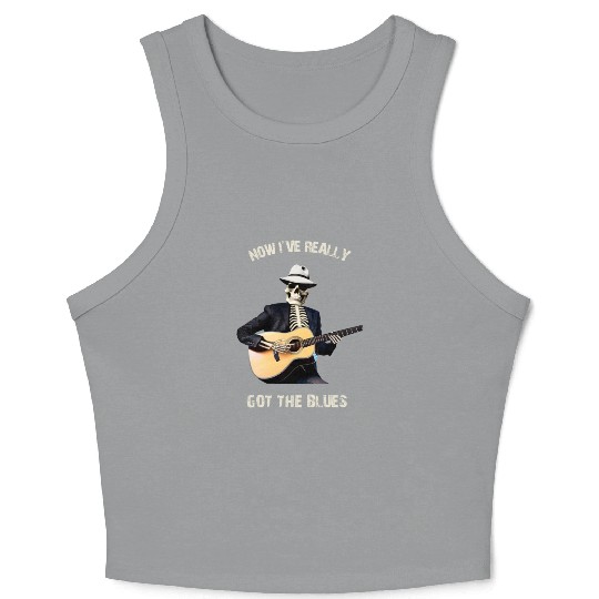 Skeleton playing Guitar - Halloween Guitar Crop Tank Top