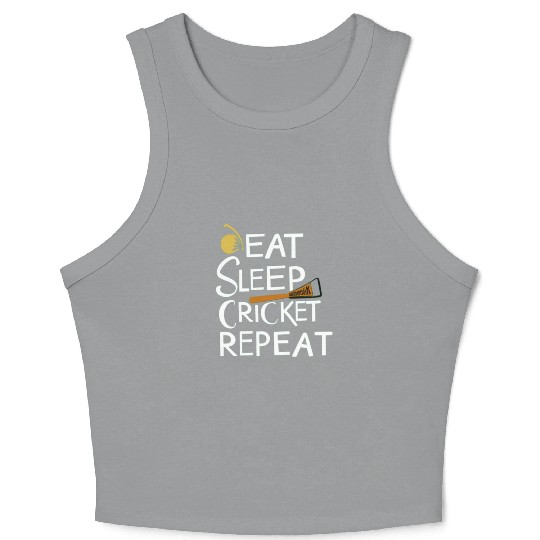 Eat Sleep Cricket Repeat: Cricket Lover's Crop Tank Top