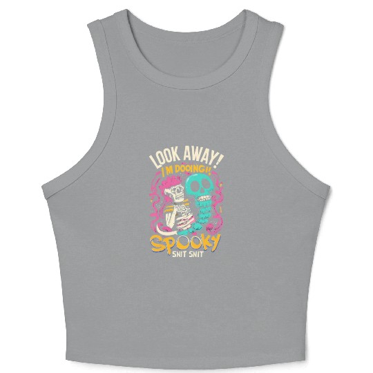Spooky Shit Skeleton Girl Arm Halloween Voodoo Crop Tank Top