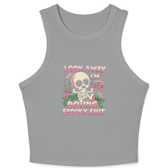Spooky Shit Skeleton Girl in Arm Halloween Crop Tank Top