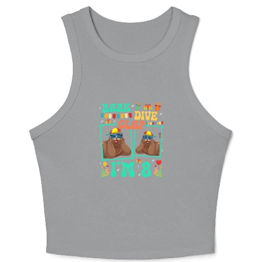 Bark Dive Clap I'm 8 Sea Lion Mammal Kid 8th Crop Tank Top