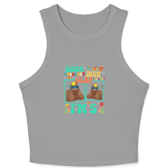 Bark Dive Clap I'm 5 Sea Lion Mammal Kid 5th Crop Tank Top