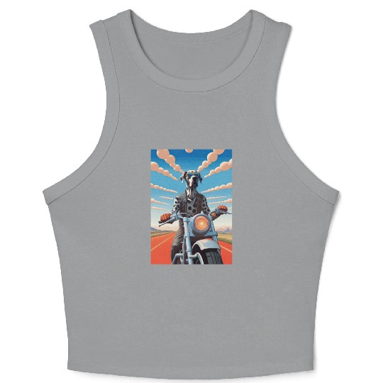 This is Great : Great Dane Riding a Motorcycle Crop Tank Top
