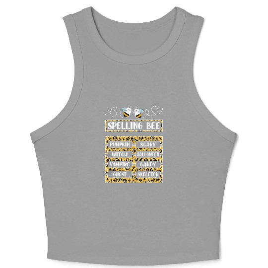 Spelling Bee Halloween Teachers Crop Tank Top