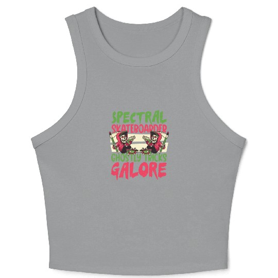 Spooky Horror Skateboarder Halloween Skateboarding Crop Tank Top