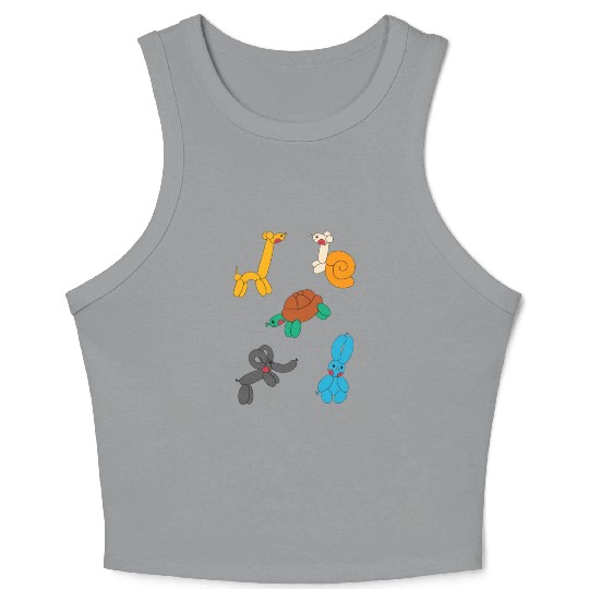 Cute Neon Animal Balloon Sticker Pack Crop Tank Top