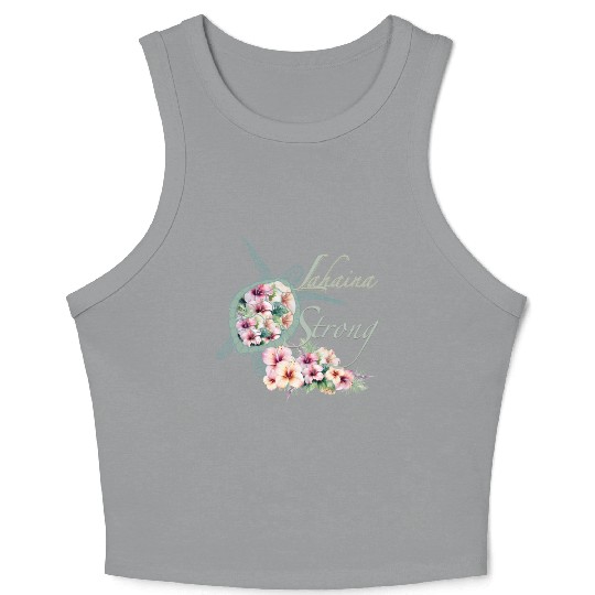 Lahaina Strong: Hibiscus and Sea Turtle Crop Tank Top
