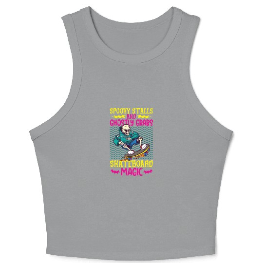 Spooky Horror Skateboarder Halloween Skateboarding Crop Tank Top