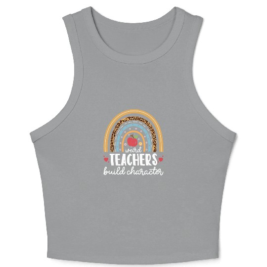 Weird Teachers Build Character Leopard Rainbow Crop Tank Top