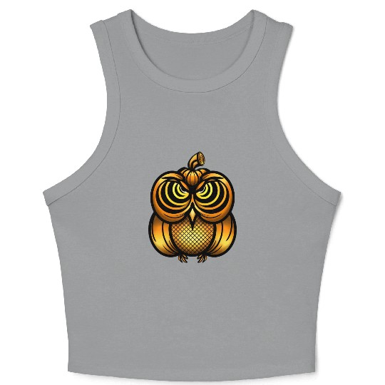 Halloween Pumpkin Owl design Crop Tank Top