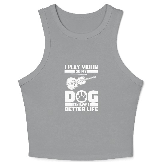 Violin Violinist Dog Crop Tank Top