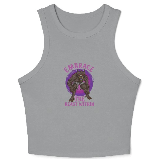 Funny Horror Werewolf Lycanthropy Full Moon Shapes Crop Tank Top