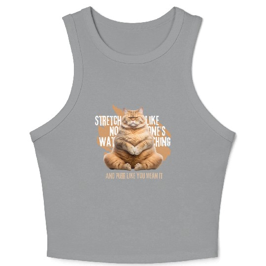 Stretch and Purr: Cat Ready for Exercise Crop Tank Top