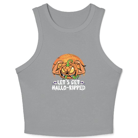 Lets Get Hallo Ripped Crop Tank Top Funny Halloween