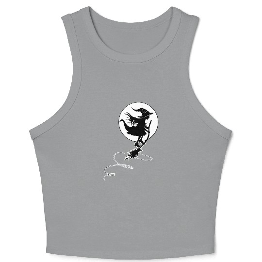 Witch Wizard Broom Halloween Crop Tank Top