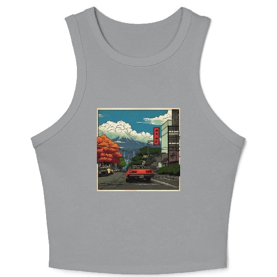 fall in japan Crop Tank Top