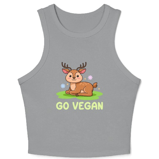 Deer Design for proud Vegans Crop Tank Top