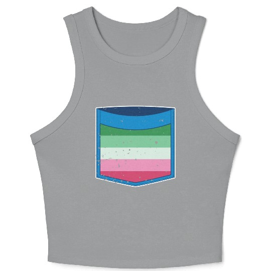 Abrosexual flag breast pocket LGBT Abrosexual Crop Tank Top