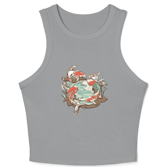 Tranquil Oasis: Koi Pond Serenity Crop Tank Top