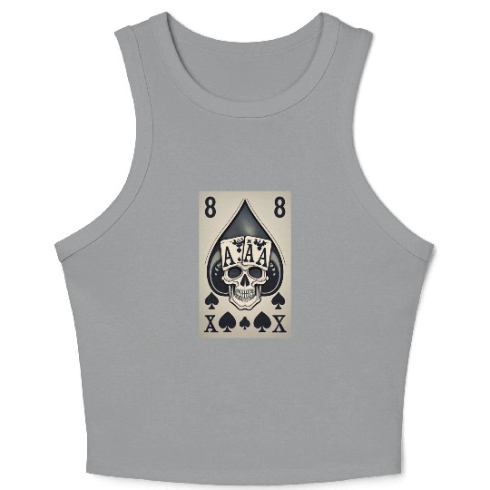 card with skeleton head (halloween design) Crop Tank Top