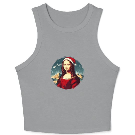 Mona Lisa Funny Christmas Art Crop Tank Top