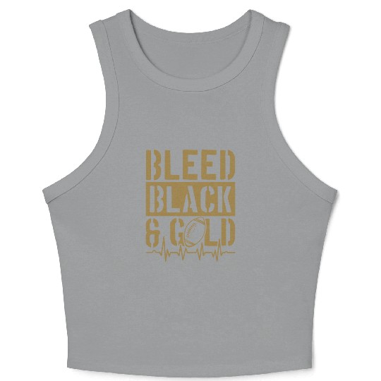 Bleed Black and Gold Group School Football Sports Crop Tank Top