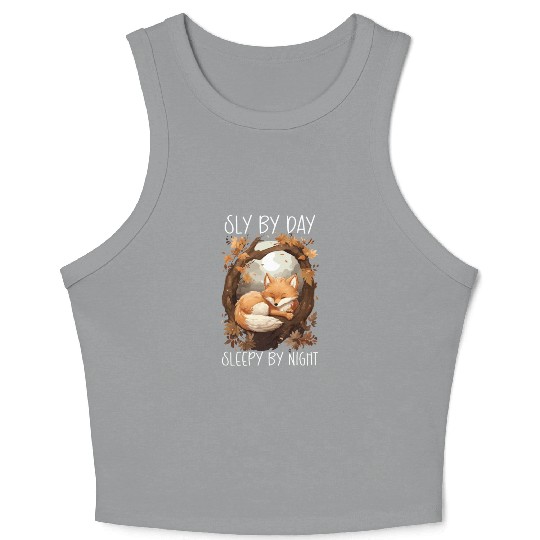 Sleeping Fox Sleepyhead Napping Sleep Fox Lover Crop Tank Top