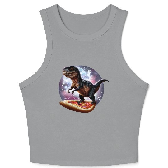 Dinosaurs on pizza through space Crop Tank Top
