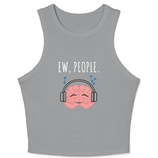 Ew People Brain Headphones Distressed Crop Tank Top