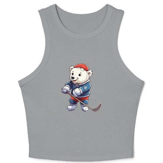 Polar bear hockey player Crop Tank Top
