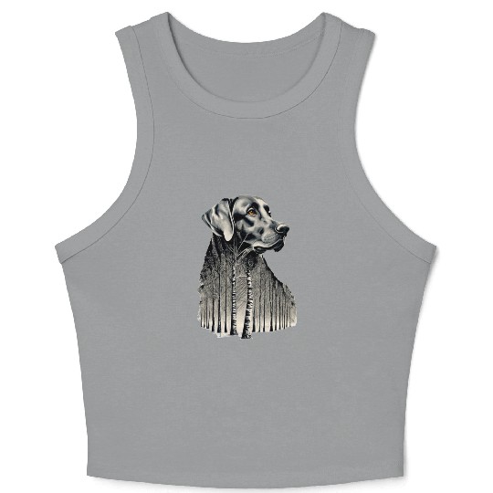 Funny black labrador charcoal drawing Crop Tank Top