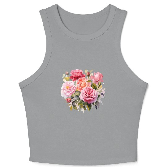 Nature's Artistic Elegance English Rose Tapestry Crop Tank Top