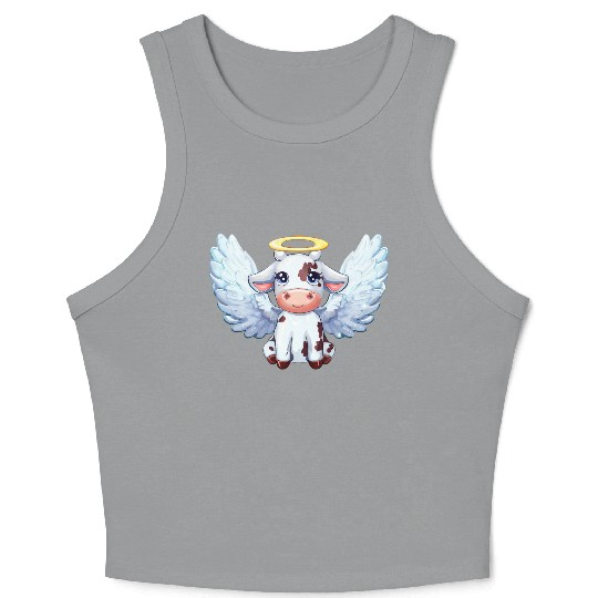 cow angel wings farm halo Crop Tank Top