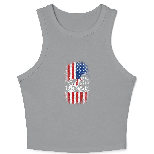 Usa American flag 4th of july patriotic disc golf Crop Tank Top