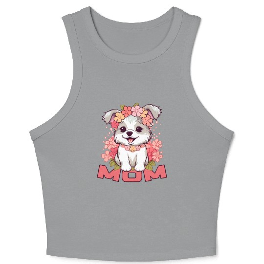 DOG MOM FLORAL Crop Tank Top